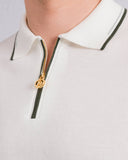 Tricou STEFANO RICCI, Cotton knit zip polo, Alb