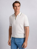 Tricou STEFANO RICCI, Cotton knit zip polo, Alb