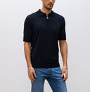 Tricou STEFANO RICCI, Polo Design, Monogram Insert, Silk, Navy Blue