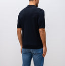 Tricou STEFANO RICCI, Polo Design, Monogram Insert, Silk, Navy Blue
