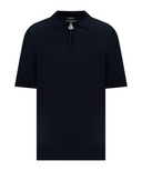 Tricou STEFANO RICCI, Polo, Zipper, Monogram, Silk, Navy Blue