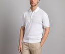 Tricou STEFANO RICCI, Polo, Three Button, Monogram, Silk, White