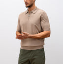 Tricou STEFANO RICCI, Polo Design, Monogram Insert, Silk, Beige