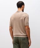 Tricou STEFANO RICCI, Polo Design, Monogram Insert, Silk, Beige