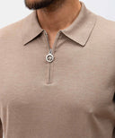 Tricou STEFANO RICCI, Polo Design, Monogram Insert, Silk, Beige