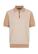 Tricou STEFANO RICCI, Cotton and silk knit zip polo, Red insert