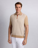 Tricou STEFANO RICCI, Cotton and silk knit zip polo, Red insert