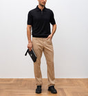 Tricou STEFANO RICCI, Polo Design, Monogram Insert, Silk, Black