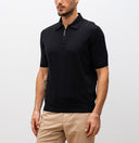 Tricou STEFANO RICCI, Polo Design, Monogram Insert, Silk, Black