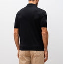 Tricou STEFANO RICCI, Polo Design, Monogram Insert, Silk, Black