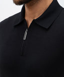 Tricou STEFANO RICCI, Polo Design, Monogram Insert, Silk, Black