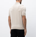 Tricou STEFANO RICCI, Polo Design, Monogram Insert, Silk, White