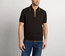 Tricou STEFANO RICCI, Polo, Zip Collar, Yellow Details, Brown