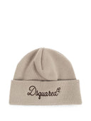 Caciula DSQUARED2, logo-embroidered beanie hat, Beige