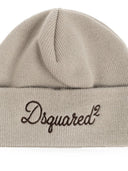 Caciula DSQUARED2, logo-embroidered beanie hat, Beige
