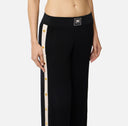 Pantaloni ELISABETTA FRANCHI, Knit fabric trousers with shiny viscose bands, Negru