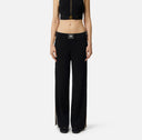 Pantaloni ELISABETTA FRANCHI, Knit fabric trousers with shiny viscose bands, Negru