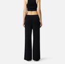 Pantaloni ELISABETTA FRANCHI, Knit fabric trousers with shiny viscose bands, Negru