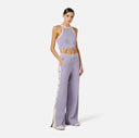 Pantaloni ELISABETTA FRANCHI, Knit fabric trousers with shiny viscose bands, Mov