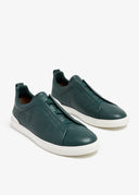 Sneakers Zegna, Low Top, Triple Stitch, Green