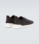 Sneakers Zegna, Low Top, Triple Stitch, Brown