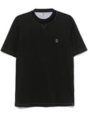 Tricou BRUNELLO CUCINELLI, Embroidered Logo, White Cut, Black