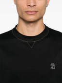 Tricou BRUNELLO CUCINELLI, Embroidered Logo, White Cut, Black