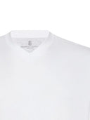 Tricou BRUNELLO CUCINELLI, Decolteu V, Model clasic, Alb