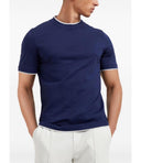 Tricou BRUNELLO CUCINELLI, Contrast Trim, Navy blue