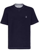 Tricou BRUNELLO CUCINELLI, Embroidered Logo, Navy Blue