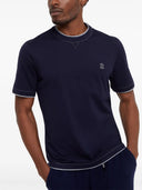 Tricou BRUNELLO CUCINELLI, Embroidered Logo, Navy Blue