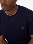 Tricou BRUNELLO CUCINELLI, Embroidered Logo, Navy Blue