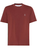 Tricou BRUNELLO CUCINELLI, White Logo Print, Deep Red