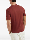 Tricou BRUNELLO CUCINELLI, White Logo Print, Deep Red