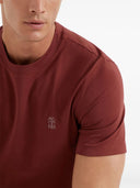 Tricou BRUNELLO CUCINELLI, White Logo Print, Deep Red