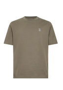 Tricou BRUNELLO CUCINELLI, Logo Embroidered, Simple, Kaki