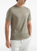 Tricou BRUNELLO CUCINELLI, Logo Embroidered, Simple, Kaki