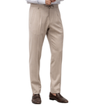 PANTALONI STEFANO RICCI , Logo Insert, Wool, Silk, Light Beige