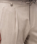 PANTALONI STEFANO RICCI , Logo Insert, Wool, Silk, Light Beige