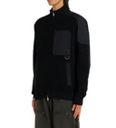 Jacheta Moose Knuckles, Blue Cardigan with Knitted Inserts and Logo Patch