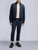 Jacheta Moose Knuckles, Blue Cardigan with Knitted Inserts and Logo Patch