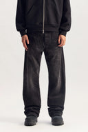 Jeans PURPLE, Logo Embroidery – Negru