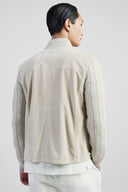 Jacheta ELEVENTY, Suede and Ribbed Cotton Knit Hybrid, Cream
