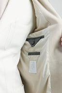 Jacheta ELEVENTY, Suede and Ribbed Cotton Knit Hybrid, Cream