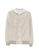 Jacheta ELEVENTY, hooded suede jacket, Cream