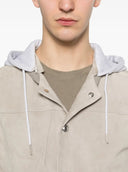 Jacheta ELEVENTY, hooded suede jacket, Cream