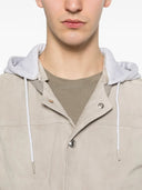 Jacheta ELEVENTY, hooded suede jacket, Cream
