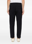 Pantaloni ELEVENTY, pinstripe wool jogger trousers with pleats, Negru