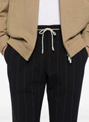 Pantaloni ELEVENTY, pinstripe wool jogger trousers with pleats, Negru