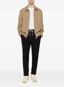 Pantaloni ELEVENTY, pinstripe wool jogger trousers with pleats, Negru